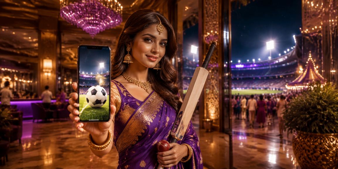 Night market scene in India with digital betting on mobiles